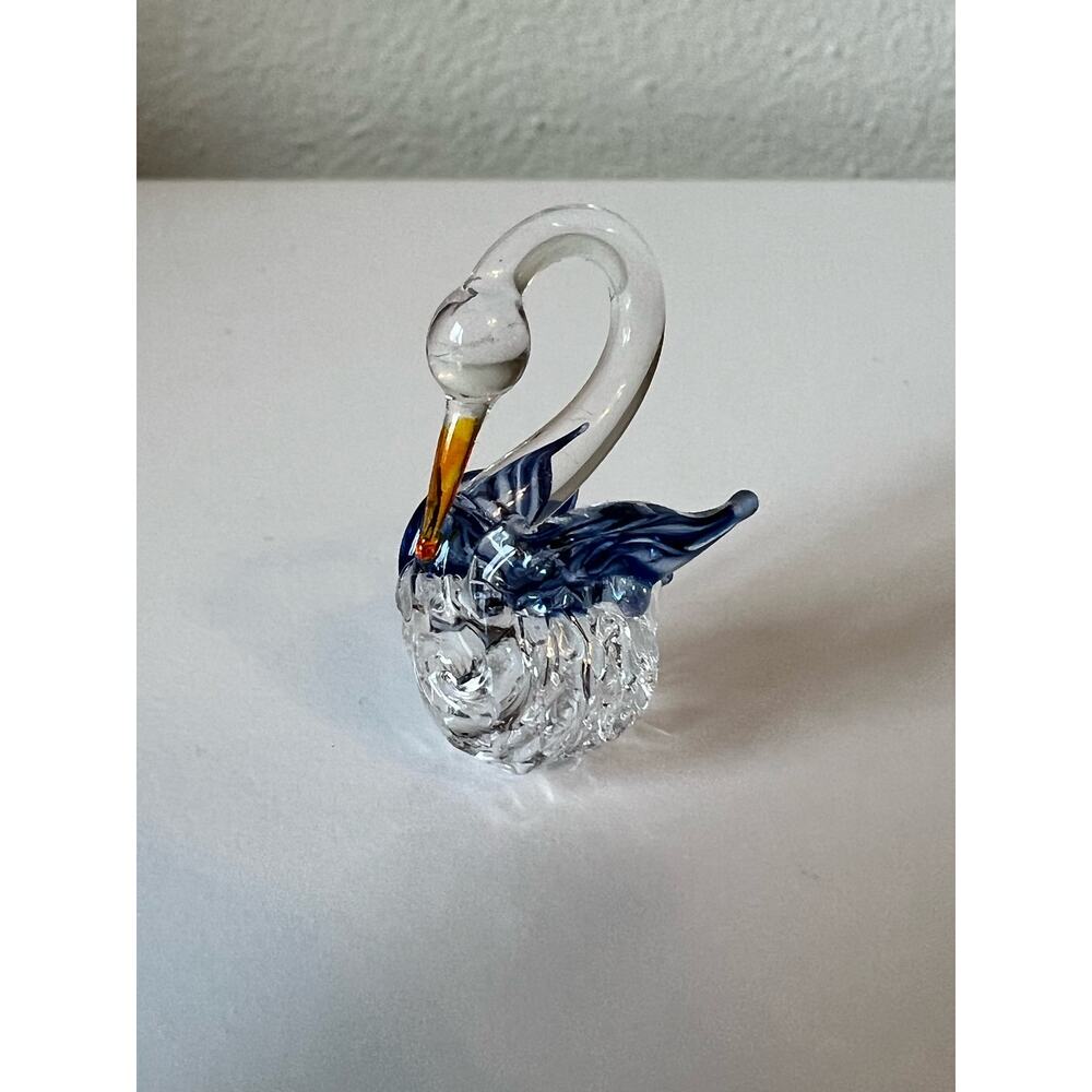 Vintage Mid-Century Collectable Hand Blown Glass Miniature Swan Figurine Lot -8